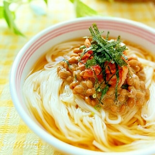 サッパリ食べたい♪納豆キムチのぶっかけ素麺